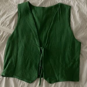 Green Sleeveless Women's Tie Top